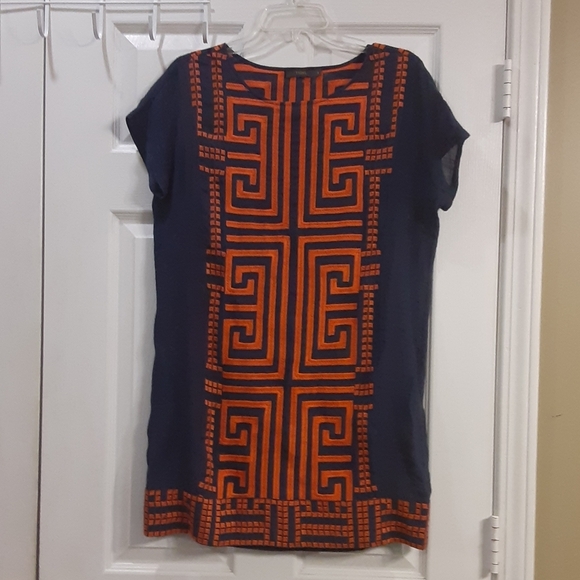 THML Embroidered Detail Boho Blue and Orange Dress Size S - Picture 2 of 4